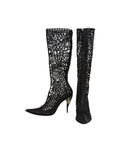GIANNI BARBATO SPIDERWEB BOOTS WITH HORN HEELS