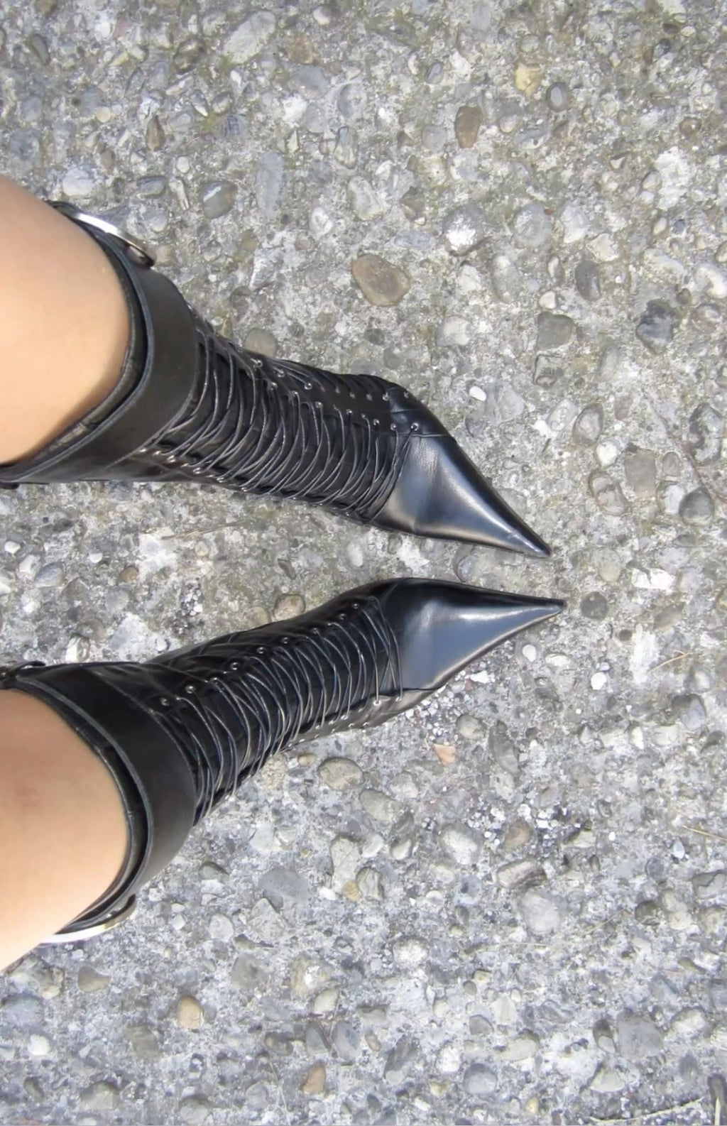 GIANMARCO LORENZI CORSET LACE UP BOOTS