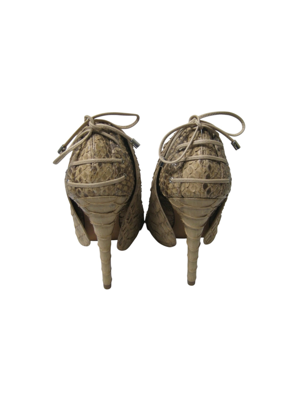 CAMILLA SKOVGAARD 2009 PYTHON PEEP TOE LACE UP BOOTIES