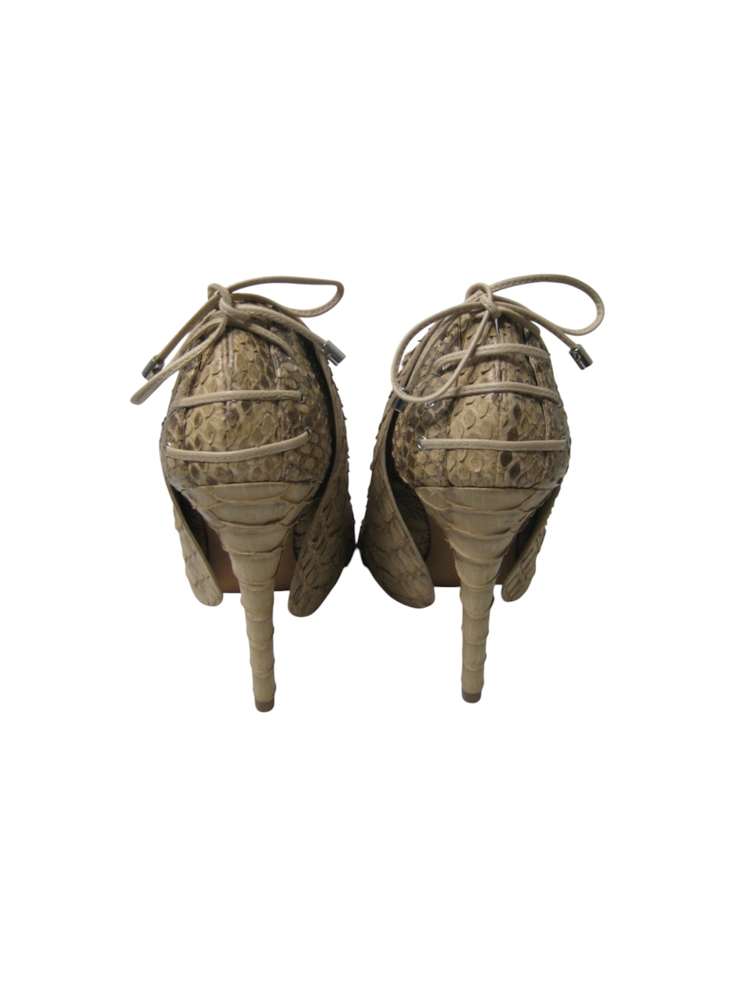 CAMILLA SKOVGAARD 2009 PYTHON PEEP TOE LACE UP BOOTIES