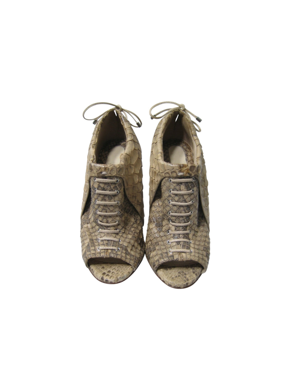 CAMILLA SKOVGAARD 2009 PYTHON PEEP TOE LACE UP BOOTIES