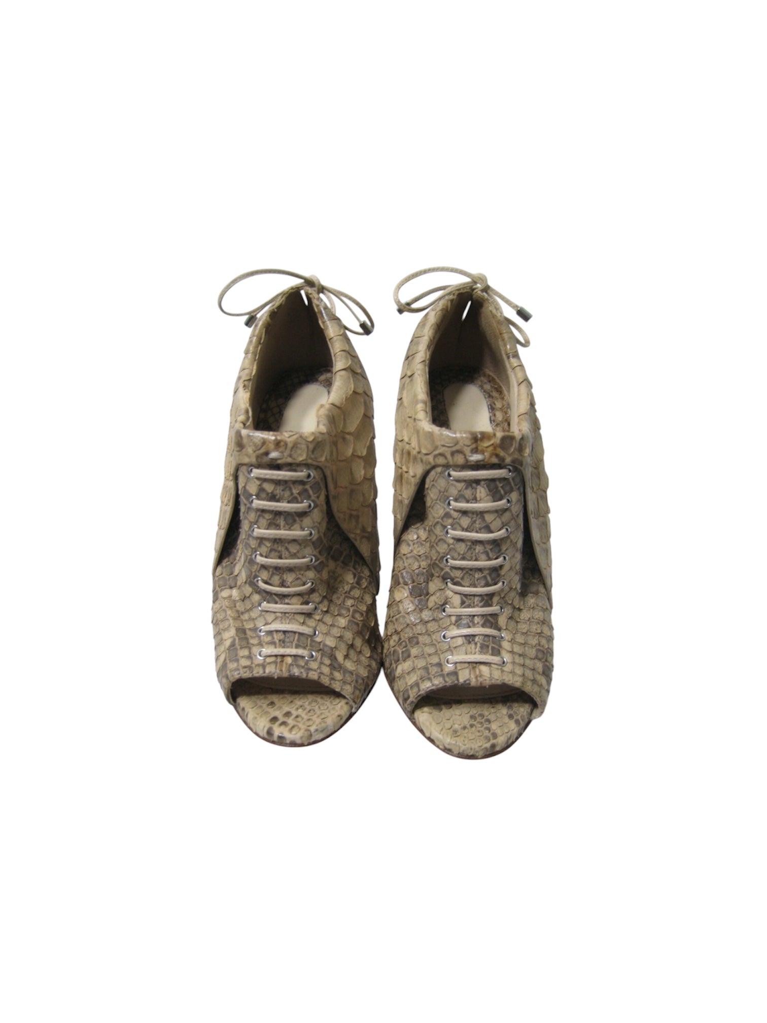 CAMILLA SKOVGAARD 2009 PYTHON PEEP TOE LACE UP BOOTIES