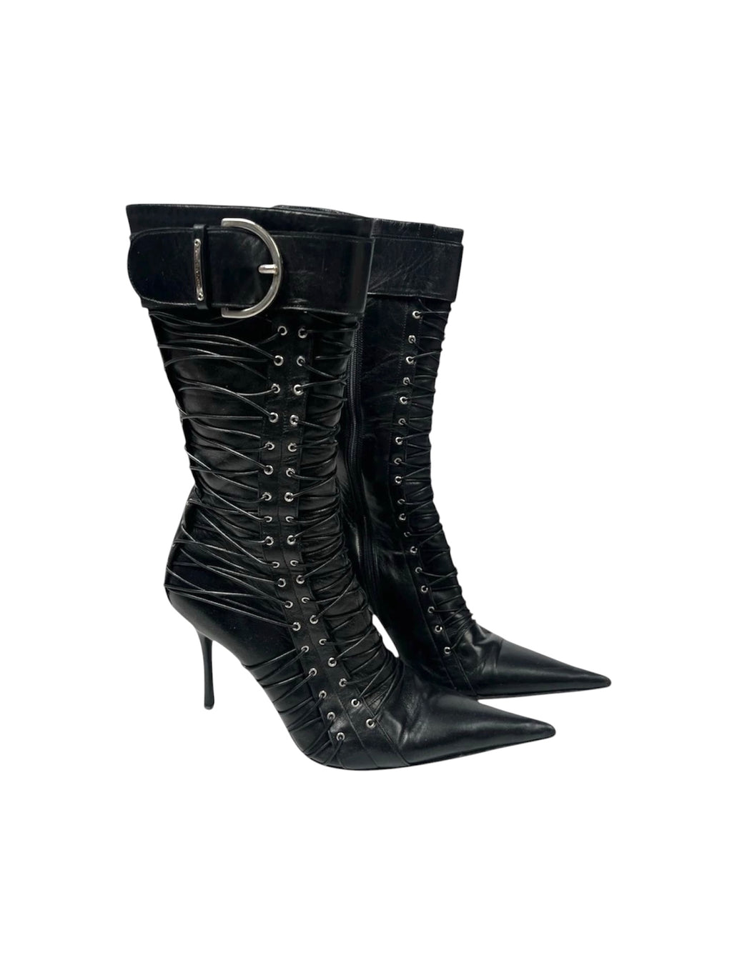 GIANMARCO LORENZI CORSET LACE UP BOOTS
