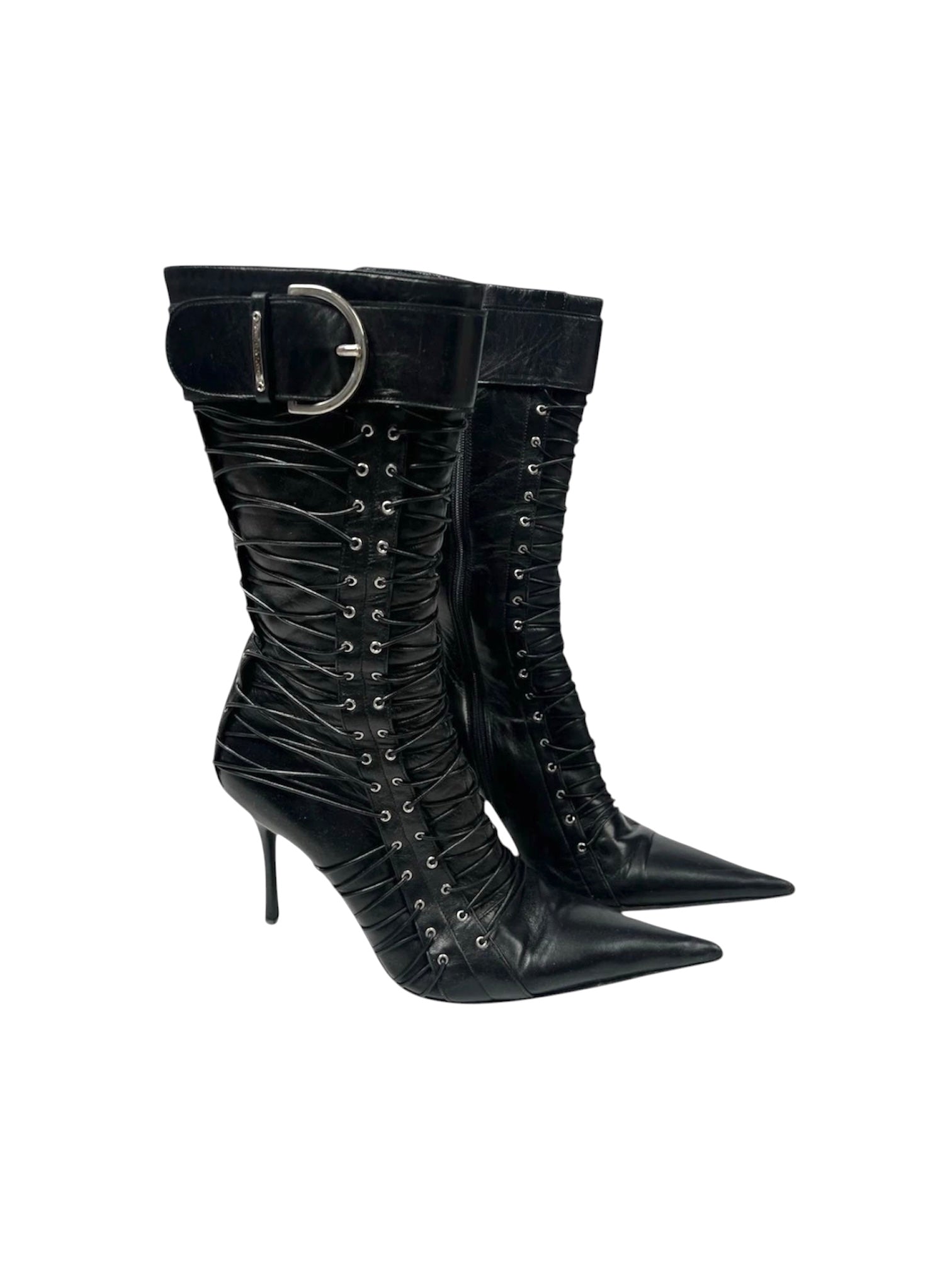 GIANMARCO LORENZI CORSET LACE UP BOOTS