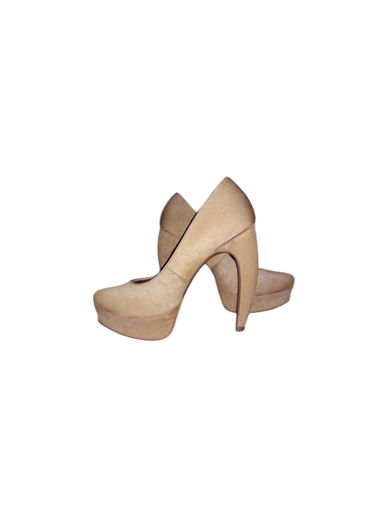 TED BAKER TAN PONY HAIR PLATFORM HEELS