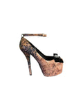 DOLCE & GABBANA TAPESTRY PRINT AND BOW PLATFORM HEELS