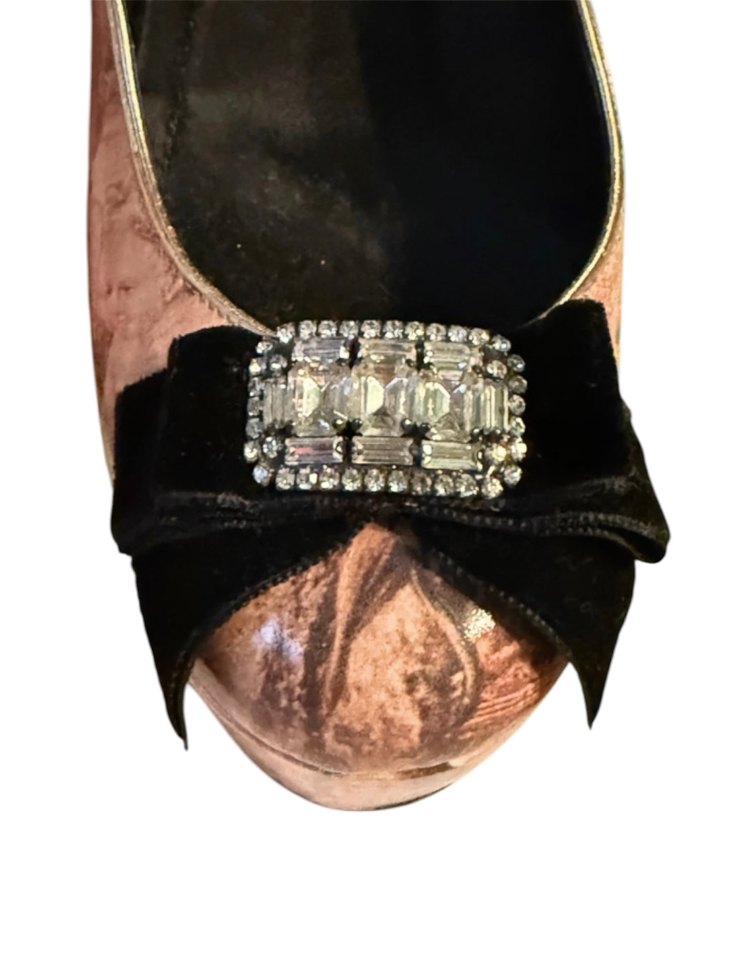 DOLCE & GABBANA TAPESTRY PRINT AND BOW PLATFORM HEELS