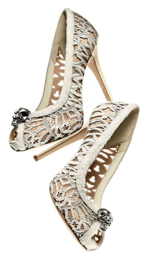 ALEXANDER MCQUEEN SKULL AND PONY HAIR STILETTOS
