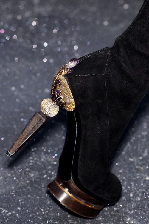 GIANFRANCO FERRÉ GOLD ANKLE BOOTS WITH FLOWER HEELS