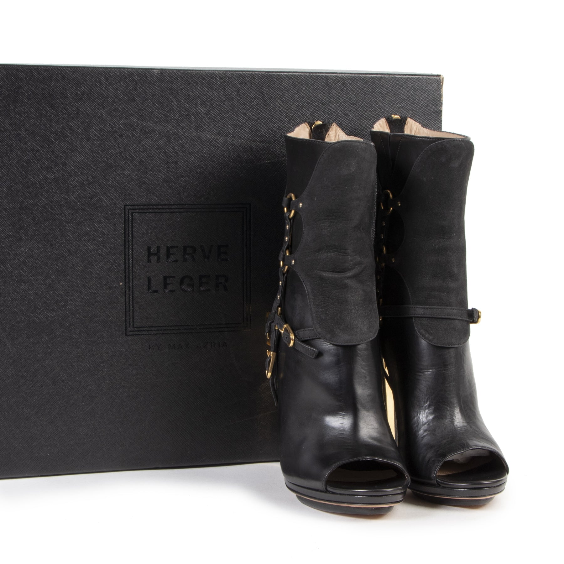 HERVÉ LÉGER FALL 2012 OPEN TOE BOOTIES