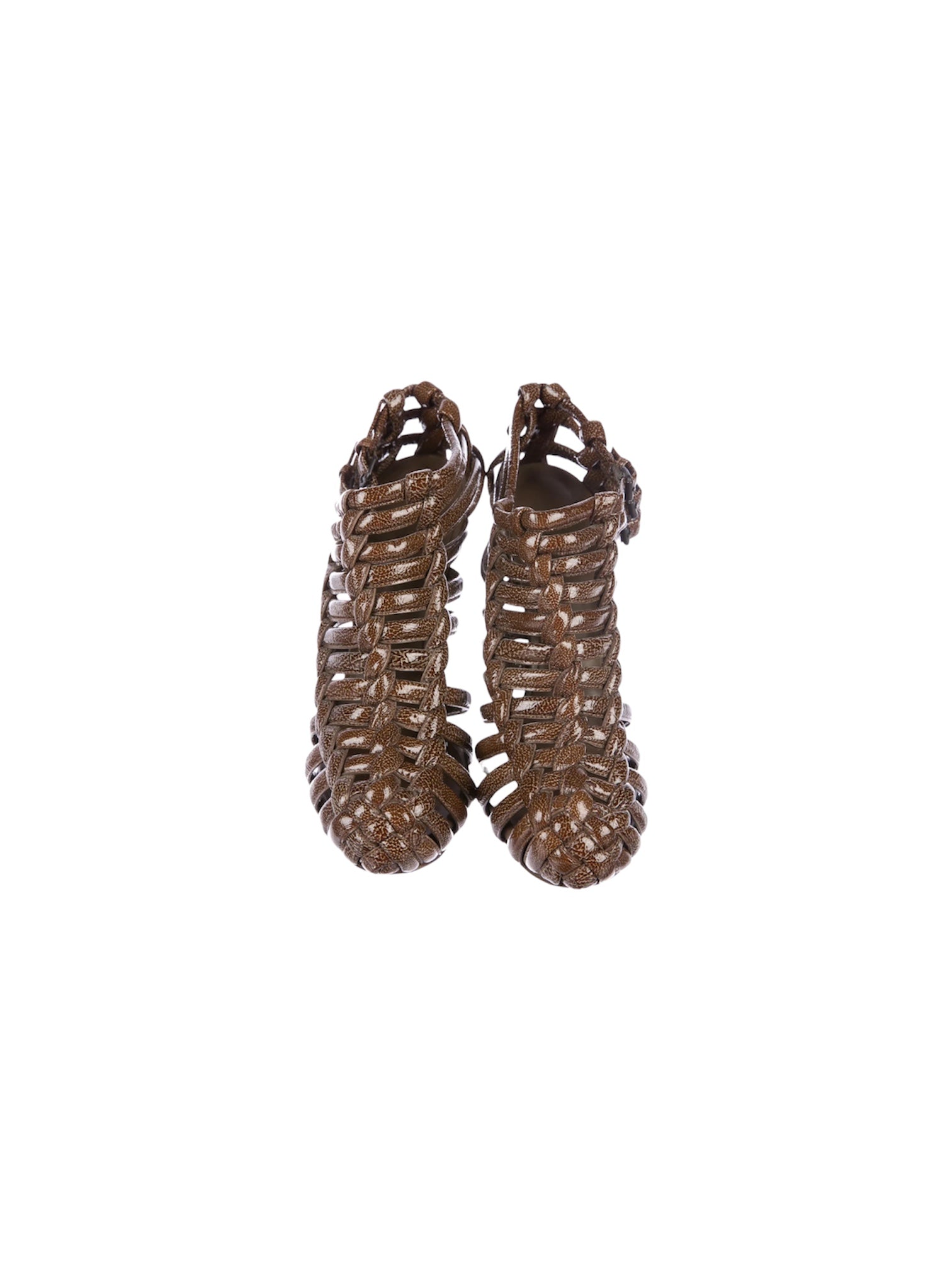 BOTTEGA VENETTA BROWN CAGE WEDGES